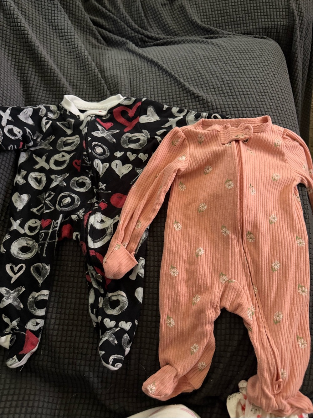 Pink Floral Ribbed Baby One-Piece Sleeper